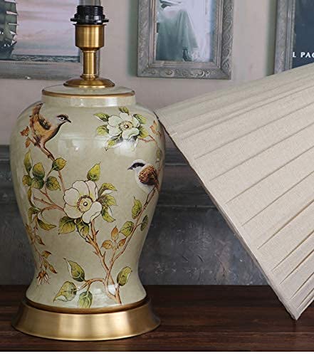 Amazon.co.jp : KY LEE 陶器 デスクライト 花唐草模様 テーブルランプ