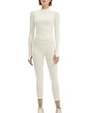 Workout Sets for Women 2 Piece Seamless Long Sleeve Yoga Outfits Active Leggings Half Zippy Jacket Gym Set
