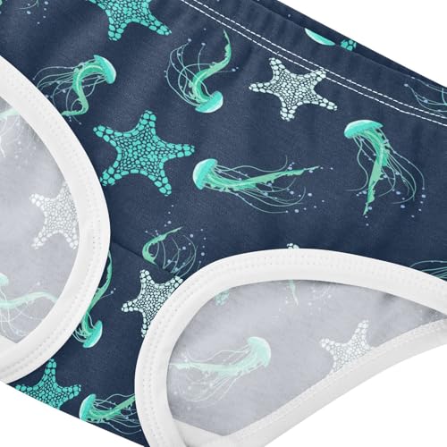 Little Girls' Soft Cotton Underwear Kids Breathable Comfort Jellyfish Starfish Panties Briefs Toddler4