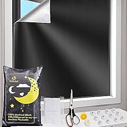 Oscurecer Habitacion Sin Persianas Gofodsil Blackout Roller Blind Without Drilling, 300 x 145 cm, with 20 Velcro Fasteners and 12 Suction Cups, Window Darkening, Cut to The Required Size for Bedroom, Children's Room, Travel