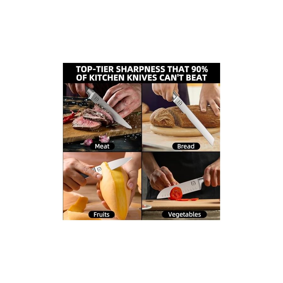 2023-Upgraded-KnifeSaga-Knife-Set-15-Piece-Japanese-High-Carbon-Stainless-Steel-Kitchen-Knife-Sets-with-Block-and-Sharpener-Razor-Sharp-Black-Chef-Knives-Set-Kitchen-Decor-Gadgets-with-Storage-Block Knife Set 15 Pcs Japanese High Carbon Stainless Steel Kitchen Knife Sets with Block and Sharpener, Premium Razor Sharp Black Knives Block Set for Kitchen with Ergonomic Full-tang Handle