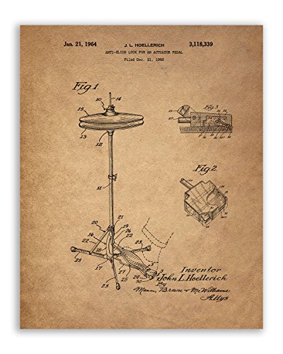 Drum Patent Prints - Set of 4 (8 inches x 10 inches) Photos Vintage Wall Art Decor