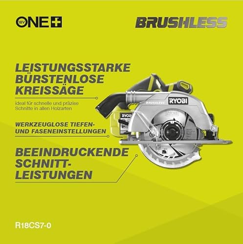 RYOBI R18CS7-0 ONE+ 18V Cordless Brushless Circular Saw (Body Only), Hyper Green 3 RYOBI R18CS7-0 ONE+ 18V Cordless Brushless Circular Saw (Body Only), Hyper Green - Image 3