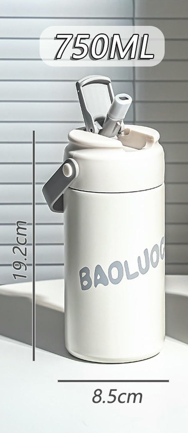 Térmicos, Taza 320 Pajita de acero inoxidable estudiante anticaída portátil agua gran capacidad(Pink)