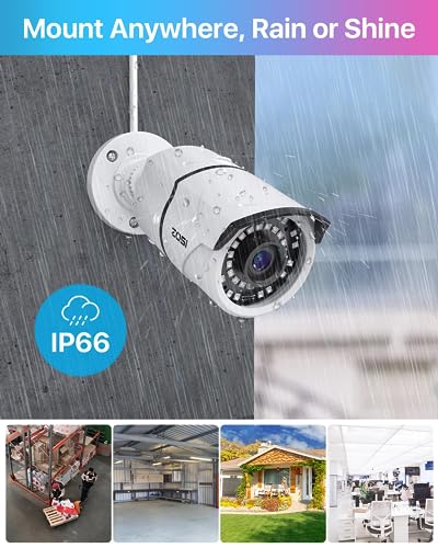 Image of ZOSI 4K PoE Home Security Camera System, 4pcs 5MP Wired Outdoor Indoor Cameras, 120ft Night Vision, Motion Alert, H.265+ 8 Channel 8MP NVR with 2TB Hard Drive, Remote Access for 24 /7 Surveillance