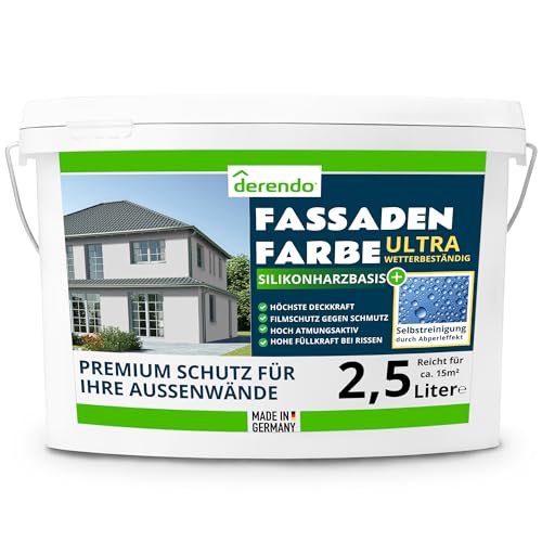 Derendo Silikonharz Fassadenfarbe Grau 2,5l Ultra