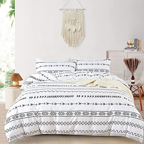 Linge de lit géométrique blanc 200x200 cm avec fermeture éclair - 2