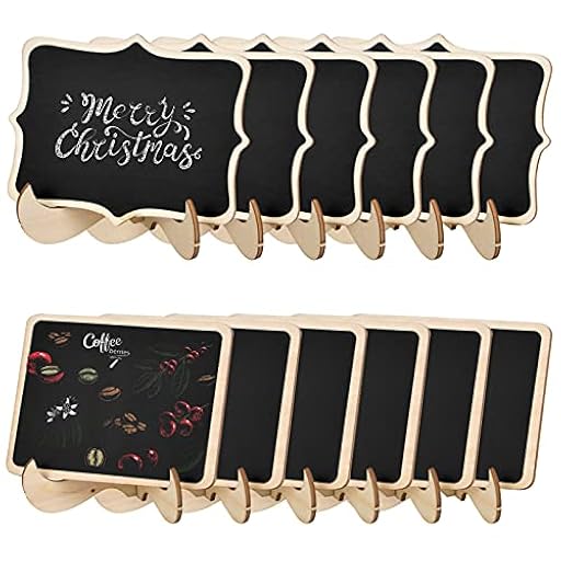 Jinlaili 12 Piezas Mini Pizarra, 2 Estilos Tablero de Tiza, Borrable Tablero de Mensaje, Reutilizable Cartel Pizarra de Madera, Pizarra Decorativa para Boda, Cumpleaño, Bare, Fiesta y Restaurante | Ya disponible en tu tienda friki favorita! En mundofriki.es!