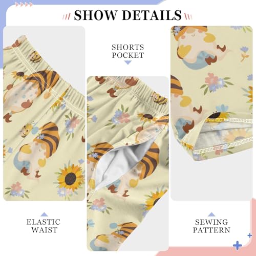 Gnomes Sunflower Bee Boys Long Pants Soft Trousers Elastic Waist Kids Lounge Bottoms with Pockets S-XL4