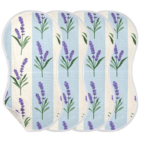 xigua Lavender Flowers Muslin Baby Burp Cloths Set of 1, Super Soft & Absorbent Burping Rags, Cotton Burp Clothes Shower Gift for Newborn, Baby Girls and Boys3