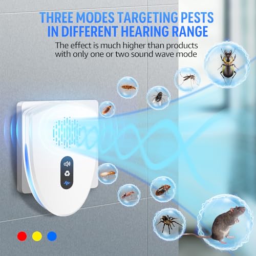 2025 Upgraded Ultrasonic Pest Control Repeller, Mouse Repellent Indoor for Spider Bug Roach Ant Fly Rat Mice Insect Deterrent, Mouse Rodent Repellent Ultrasonic Plug in, 3 Mode Switching, 6 Pack - Image 5