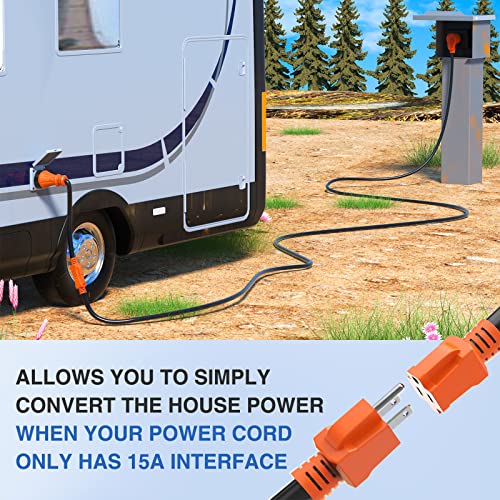 Image of Nilight RV Locking Adapter Cord 15 Amp to 50 Amp Pure Copper Heavy Duty 10 Gauge Wire ETL Listed 5-15P to SS2-50R 15M /50F Weatherproof Cord for RV Camper Caravan Van Trailer