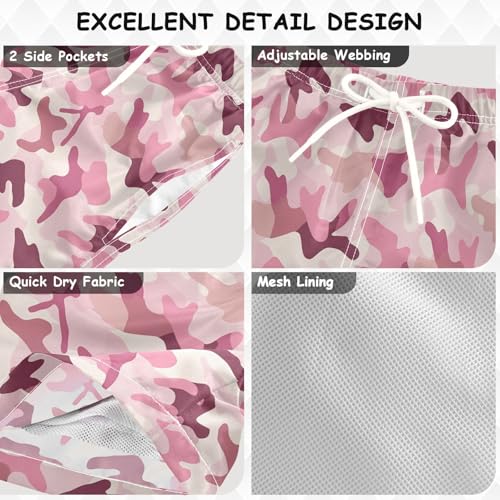 JUNZAN Camo Boys Swim Trunks Toddler Swimming Trunks for Boy Beach Swim Shorts Blush Pink3