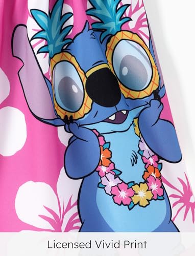 Image of Disney Stitch Minnie Frozen Elsa Princess Girls Backless Dress Off Shoulder /Short Sleeve Cinched Waist Kids Clothes Ages 2-13