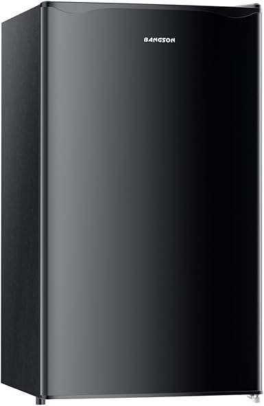 BANGSON Mini Fridge with Freezer, 3.2Cu.Ft, Single Door Small Refrigerator, Energy-Efficient, Low Noise, Small Fridge for Bedroom Dorm and Office, Black
