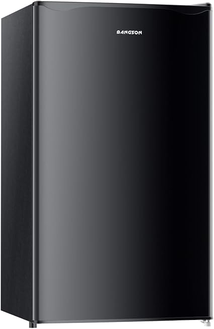 BANGSON Mini Fridge with Freezer, 3.2Cu.Ft, Single Door Small Refrigerator, Energy-Efficient, Low Noise, Small Fridge for Bedroom Dorm and Office, Black