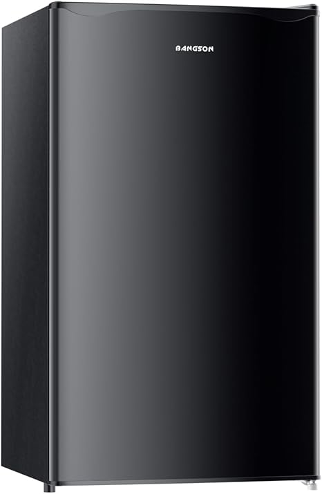BANGSON Mini Fridge with Freezer, 3.2Cu.Ft, Single Door Small Refrigerator, Energy-Efficient, Low Noise, Small Fridge for Bedroom Dorm and Office, Black