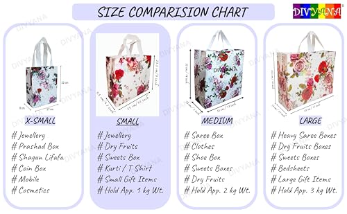 Image of Multipurpose Compact Mini Printed Gift Bags, Pack of 50, 25 x 9.5 x 23.5 cm