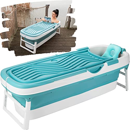 BATH BOB foldable bathtub for adults XXL BLUE (62x23.6x20.8 inch) + pillow | foldable mobile bathtub | portable folding bathtub for standing in the shower (Blue) BATH BOB foldable bathtub for adults XXL BLUE (62x23.6x20.8 inch) + pillow | foldable mobile bathtub | portable folding bathtub for standing in the shower (Blue)