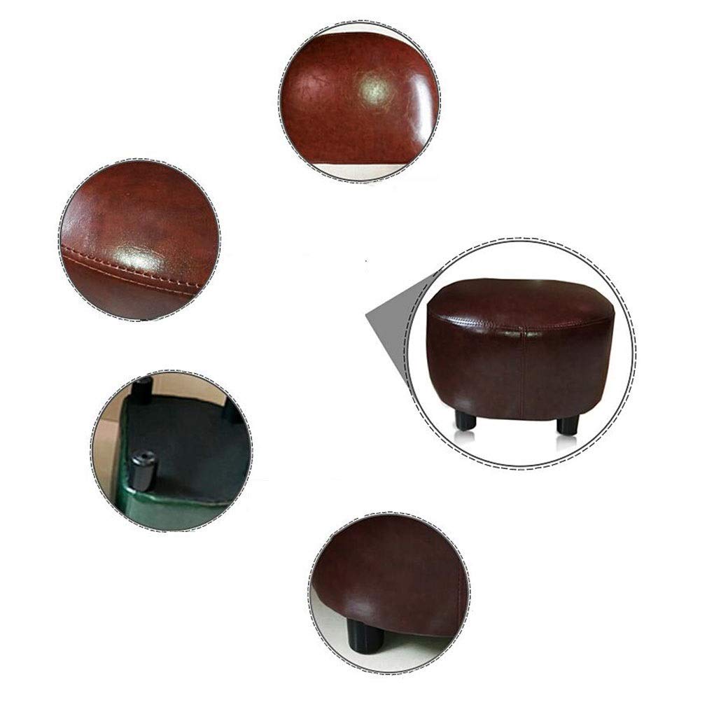 Pouf repose-pieds en similicuir marron compact et tabouret de canapé confortable