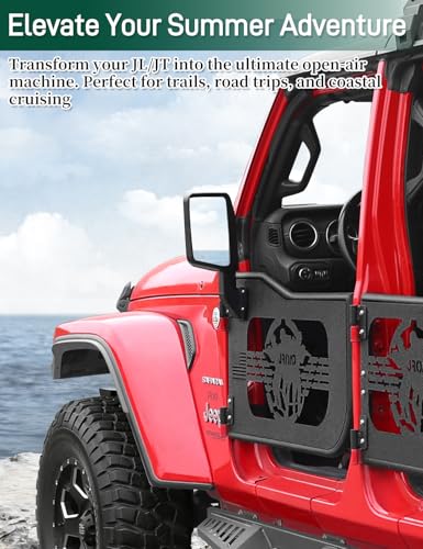 Image of JROAD Jeep Wrangler JL Gladiator Summer Tubular Half Doors Fit For 2018-2026 Jeep Wrangler JL Unlimited | Gladiator JT 4-Door Soldier Pattern Front & Rear Tube Doors Without Side View Mirror Door