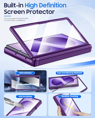 Image of for Samsung Galaxy Z Fold 8 Ultra Case Wallet & HD Screen Protector | Card Holder RFID Blocking, Slide Lens Cover, Hinge Protection, Shockproof Phone Cover for Z Fold 8 Ultra (Purple)