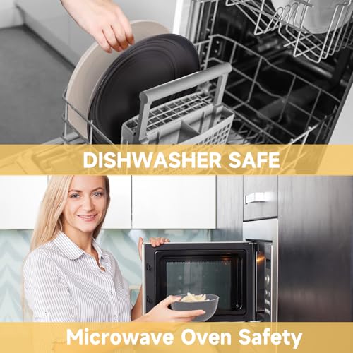 Rubtlamp Wheat Straw Dinnerware Sets, 16PCS Plastic Dinnerware Set for 4, Wheat Straw Plates and Bowls Sets, Unbreakable Dinnerware Plastic Microwave Safe Dishes Set for Kitchen&Camping - Image 5