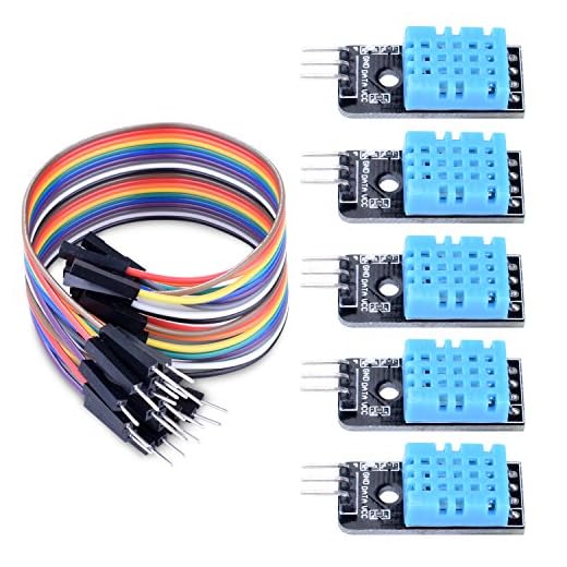 Longruner 5 PCS Temperature Humidity Sensor Module DHT11 with 20PIN Male to Female DuPont Jump Wires Cable with ArduinoIDE MEGA 2560 with Raspberry pi 3 2 1 model B 2B A+ RPI Zero LK03