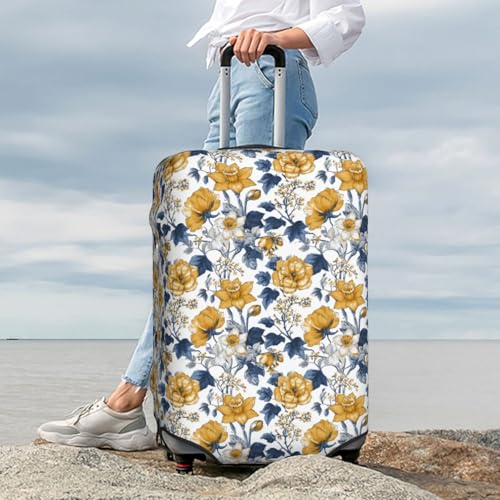 Pattern Of Daffodils And Ivy Elastic Travel Luggage Covers Dustproof Scratch-Resistant Suitcase Protector Fit 22-24 Inch 7