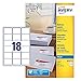 Avery Réf J8161-25 Étiquettes adresse Séchage instantané Jet d'encre 63,5 mm x 46,6 mm Blanc 18 étiquettes / feuille 450 étiquettes total (Import Royaume Uni)