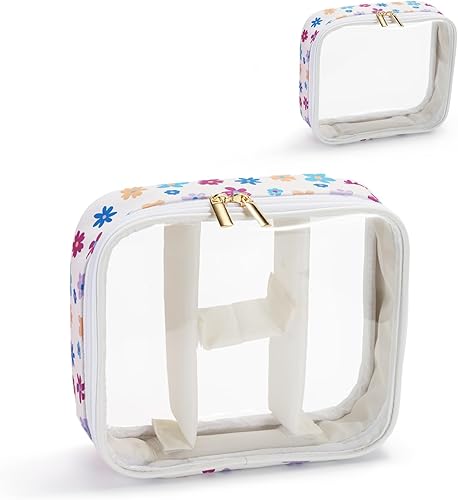 Bolsa de maquillaje con espejo, bolsa organizadora de maquillaje transparente, bolsa de cosméticos de viaje portátil impermeable para artículos de