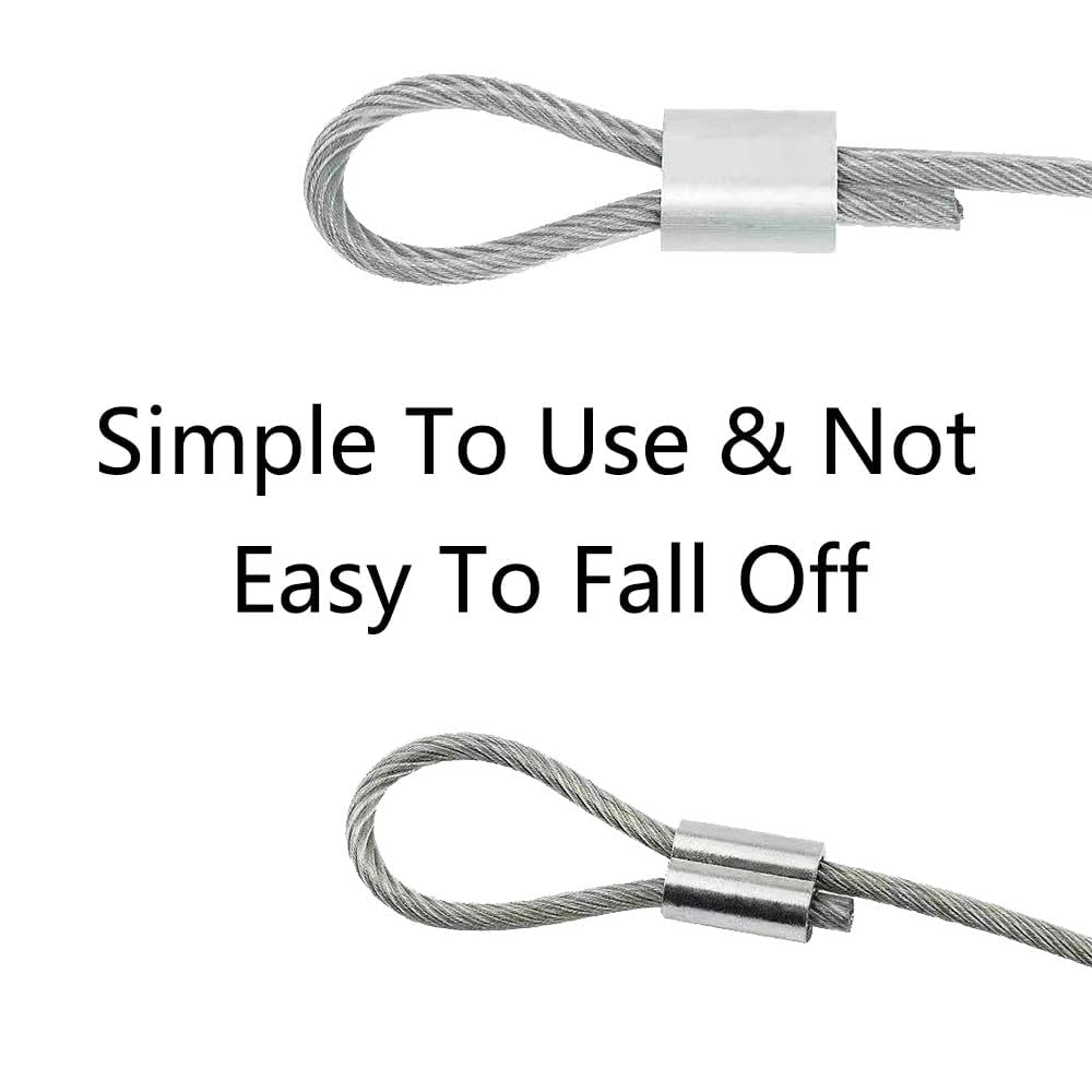 200 Pcs Wire Rope Stop Loop Sleeve Round Crimps For Wire