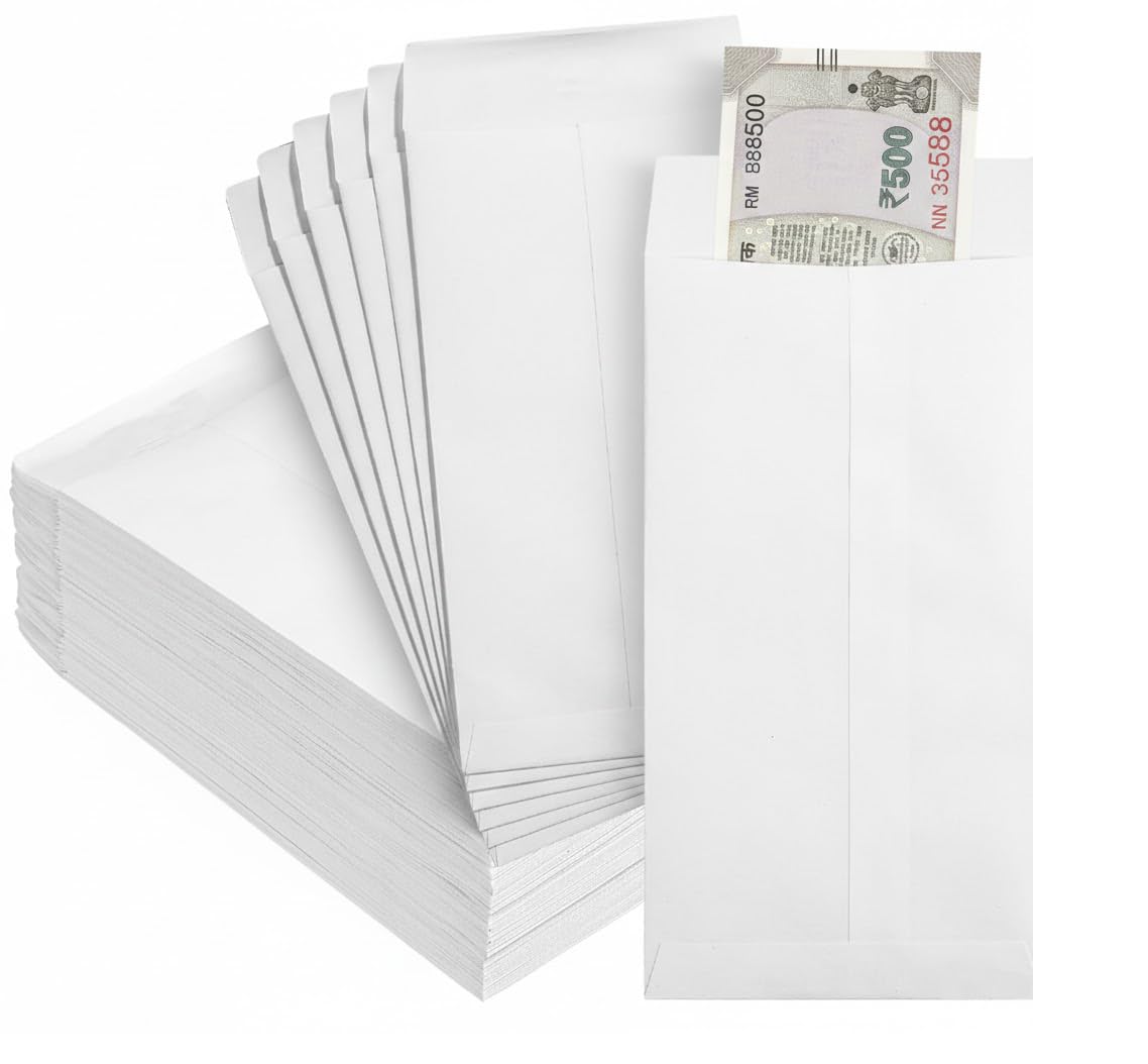 AccuPrints White Cheque Size Paper envelope,Thickness - 100 gsm,Size 4.5 X 10 inch,100 Pieces