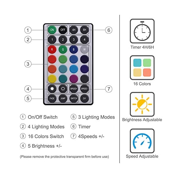 RUNDA Lichterketten, 2 Stück, 100 LEDs, mit Fernbedienung, 16 Farben, wechselnde Helligkeit, verstellbare Lichterkette… – Bild 7