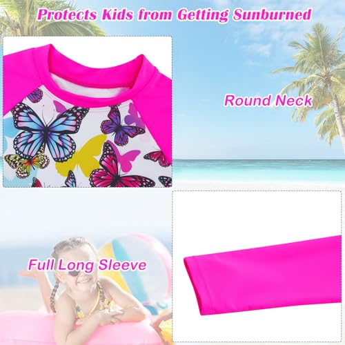 Image of TUONROAD Girls 2 Pieces Rash Guard Swimsuit Long Sleeve Tankini for 4-10 Years