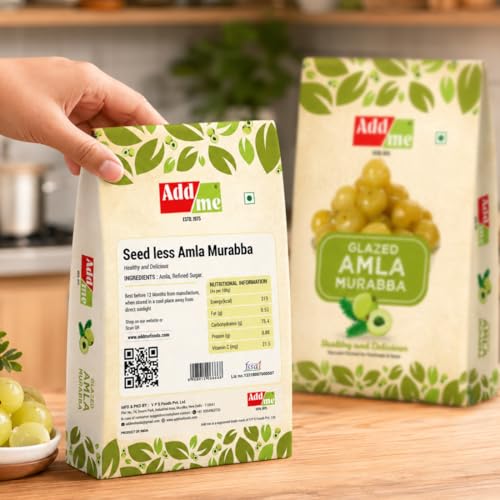 Image of Add me Seed Less Amla Murabba Awla 1kg without Sugar Syrup Vacuum Pack Sweet and Fresh 1 kg | Handmade Awla Muraba | Indian Gooseberry Natural Sweet Snacks | Immunit Booster
