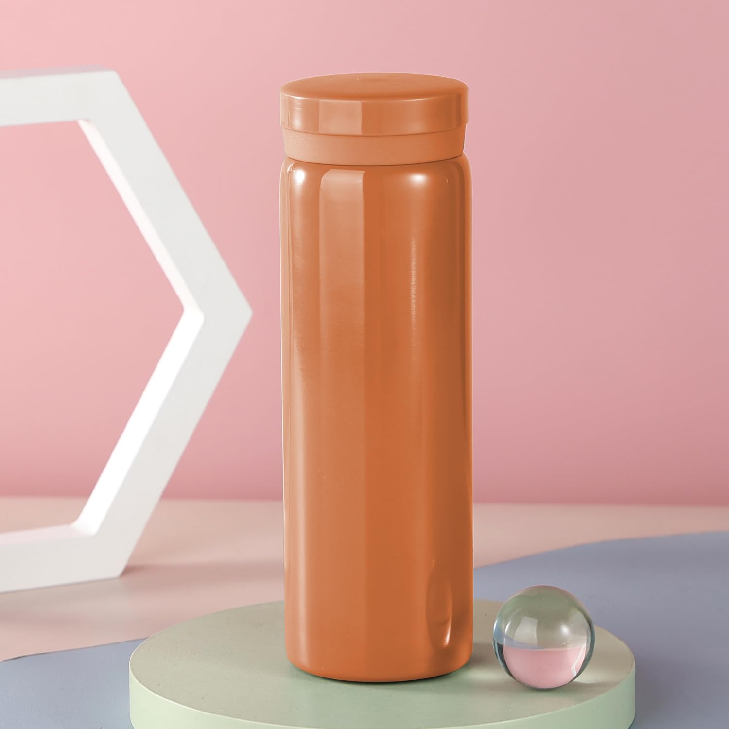 Small Flask, Cute Water Bottle, Vacuum Insulated Flask for Hot & Cold Drink, Keep 12H Hot & 6H Cold (Orange, 280ml) - Image 4