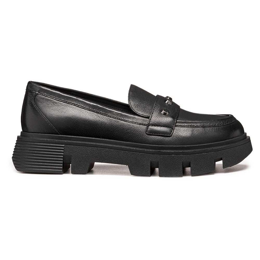 Geox Women's D VILDE Loafer, Black, 39.5 EU, Black, 6.5 UK