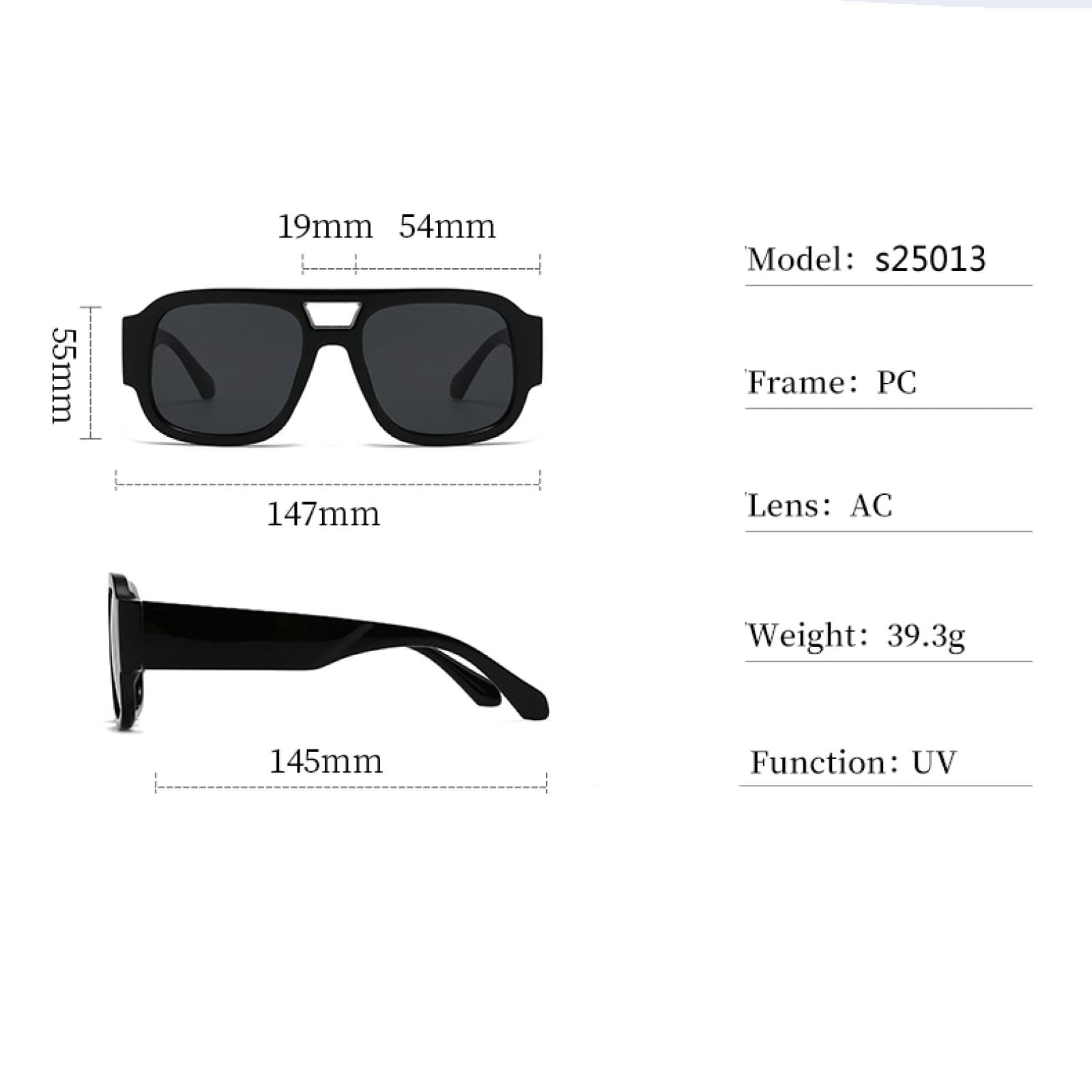 Gafas de sol con protección Uv400, marco grande, doble puente, patas anchas, para mujeres y hombres, para deportes al aire libre y conducción