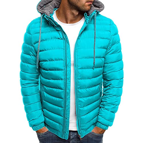 Bestgift Herren Jacke aus Baumwolle mit warmer dicker Jacke für kaltes Wetter für den Außenbereich, seeblau, L