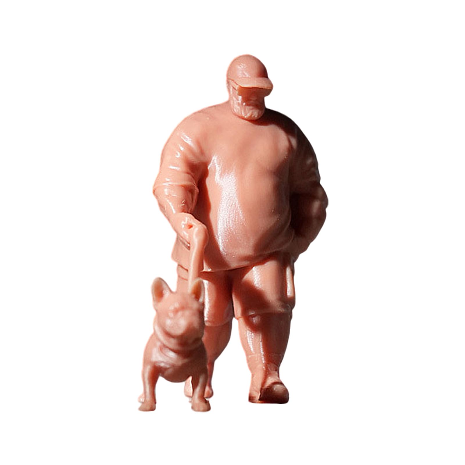 MIDOKSTUA 1/64 Scale Resin Miniature Model Of Walking His Dog Figure For Dioramas Scene Props Decoration And Collectibles