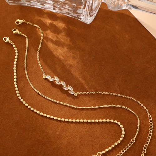 image for MIDEEO Gold/Silver Ankle Bracelets for Women,14K Gold Anklets for Wome