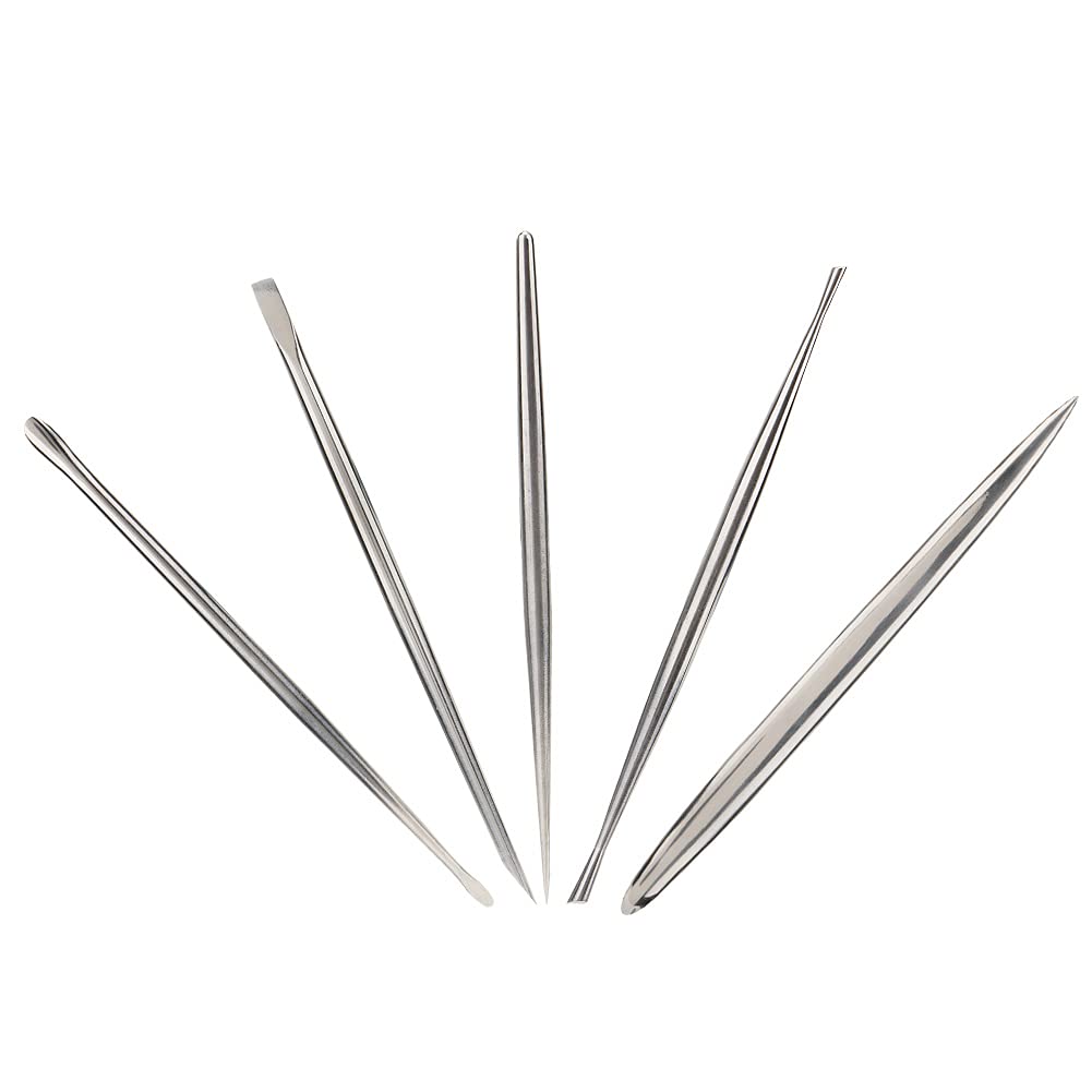 Set di coltelli da intaglio in acciaio Strumento per argilla ceramica Strumento per scultura in metallo per creazione artistica Soggiorno Hotel all'aperto (Silver 5 piece set)