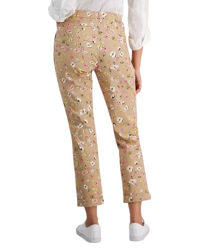 Tommy Hilfiger Women's Floral-Print Ditsy Hampton Chino Rolled-Cuff Pants (Sand Combo, 2)4