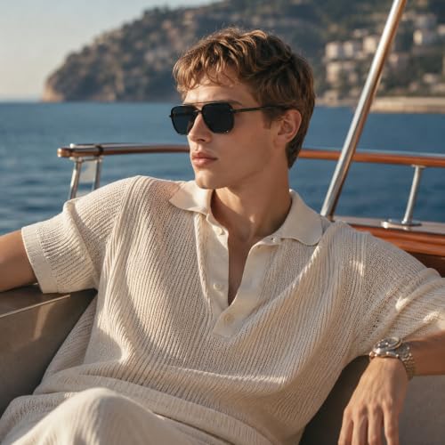 Image of Eiuizah Tangle Free Polarized Square Aviator Sunglasses for Women UV400 | Polarized Aviator Sunglasses Womens with UV Protection Lenses Lightweight Comfort Glare Reduction for Driving Beach Travel