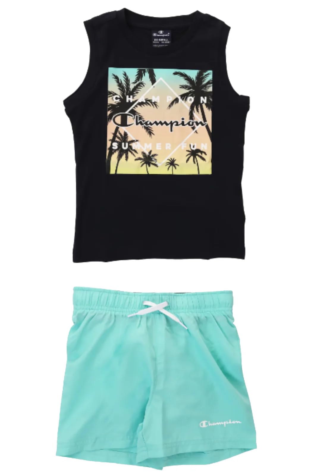 Champion Legacy Back To The Beach B-Graphic Crewneck Tank & WR Shorts Completo para Niños