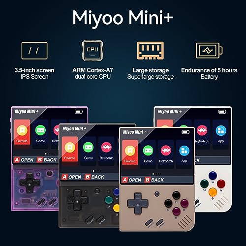 Image of Miyoo Mini Plus Handheld Game Console, 3.5 Inch IPS Retro Video Game Console with 128G TF Card & 12000+ Games, Built-in 3000mAh Battery, Support WiFi (128G, Purple)
