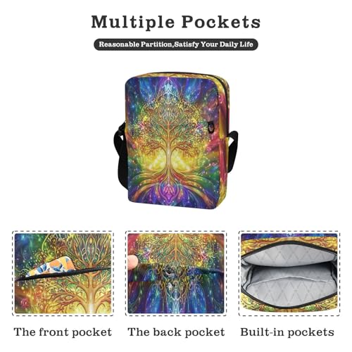 The tree Colorful messenger bag cute mens crossbody bag small Casual Purse Cross Body Adjustable Strap for business Travel2