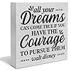 Inspirational quote decorative wooden box sign all your dreams can come true wood block plaque decor farmhouse home office shelf or wall display 5×5 inches  urban country home decor