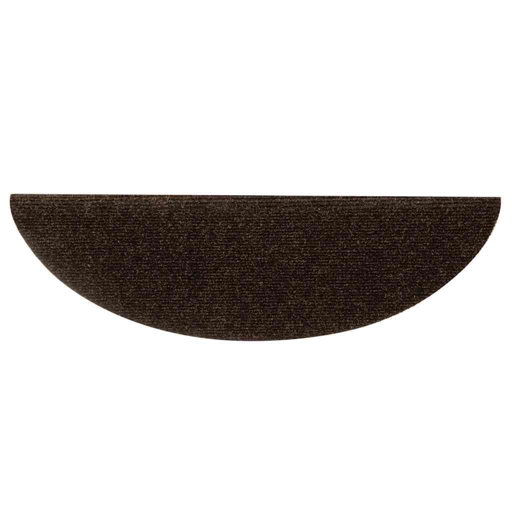 Stufenmatten Selbstklebend 15 Stück 56x17x3 cm Braun Halbrund Treppenstufen Matten, Teppich Innen für Treppen, rutschfest Stufenmatten Treppenteppich